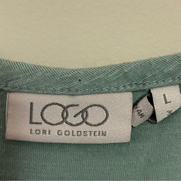 LOGO Lori Goldstein Pastel Green Oversized Tank With Pockets Women’s Size Large - Picture 2 of 7